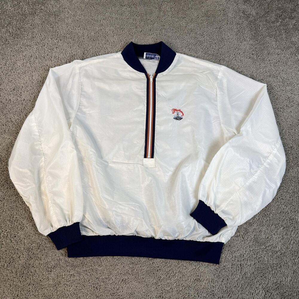 Turnberry Scotland Jacket Mens L Trump White Windbreaker 1/4 Zip Lightweight